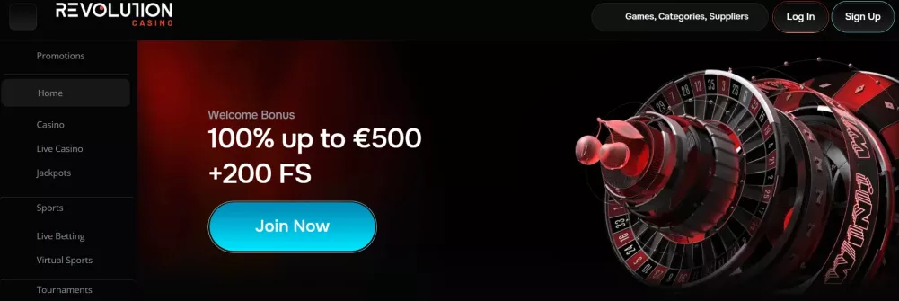 Revolution Casino Willkommensbonus und Freispiele